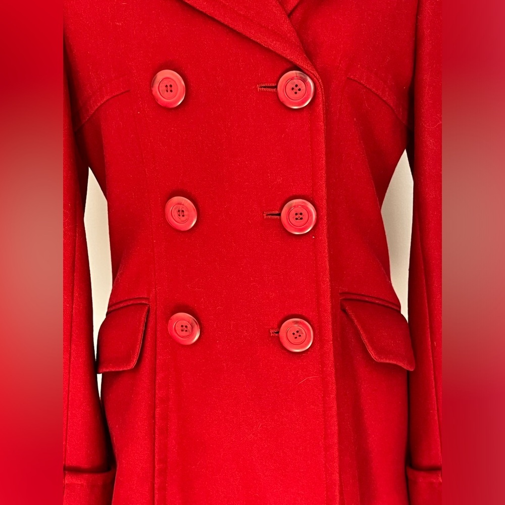 ❌SOLD❌Vintage Red Wool Double Breasted Peacoat Jacket Women’s Size Medium Coat - Picture 3 of 11